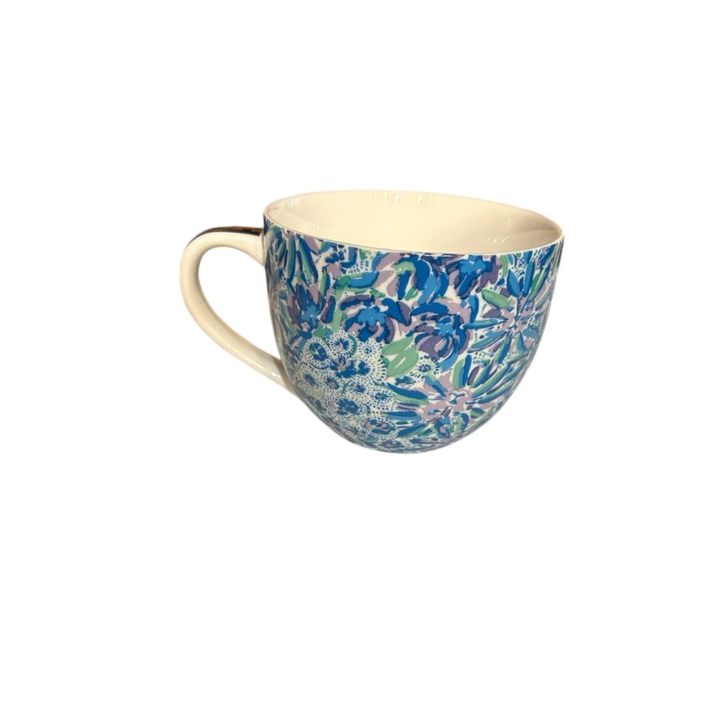 Lilly Pulitzer Floral Coffee Mug Tea Cup Gold Handle High Manetenance Print 12oz